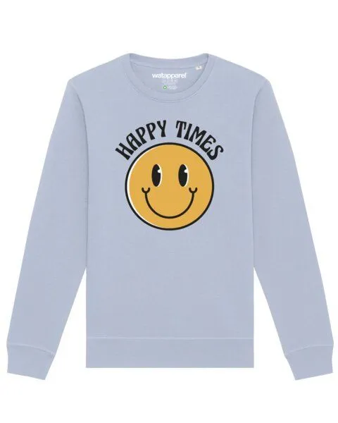 watapparel watapparel Sweatshirt Unisex Happy times smiley emoji, Serene blue, – Produktbild 1 von 4
