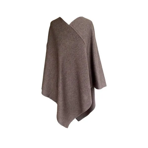 austriandesign.at austriandesign.at DreieckPoncho reversibel dünn aus extrafeiner Merinowolle, Braun/blaubraun, – Produktbild 4 von 4