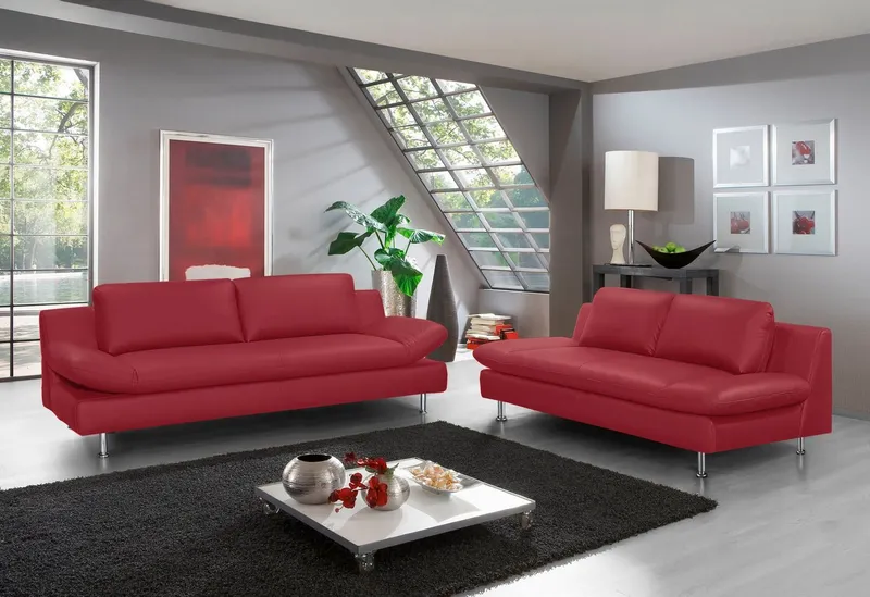 Places of Style 2-Sitzer Redding, In Naturleder, Rot, – Produktbild 1 von 5
