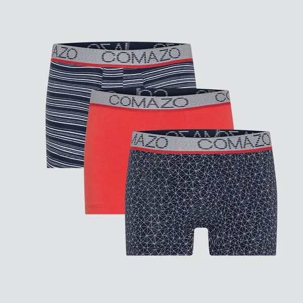 comazo|earth comazo|earth Fairtrade Knaben Pants 3er Pack | GOTS zertifiziert, Marine/rot mix, – Produktbild 1 von 3