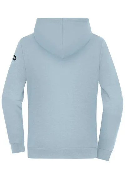 Daiber Daiber Damen Hoodie Kapuzenpullover Pullover Kängurutasche mit Reißverschlusstasche Ärmeltasche Kapuze, Milky (blau), – Produktbild 3 von 4
