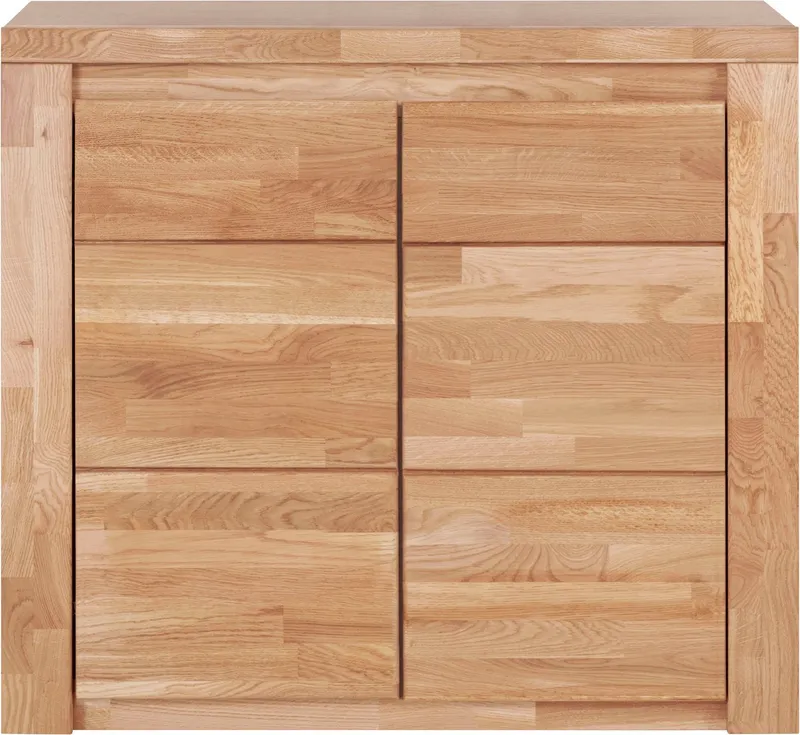 OTTO home Kommode Burano,90cm breit,35 cm tief, Fronten Massivholz, Holz massiv, Holzwerkstoff,2 Türen,2 breite Fächer, Braun, – Produktbild 5 von 8