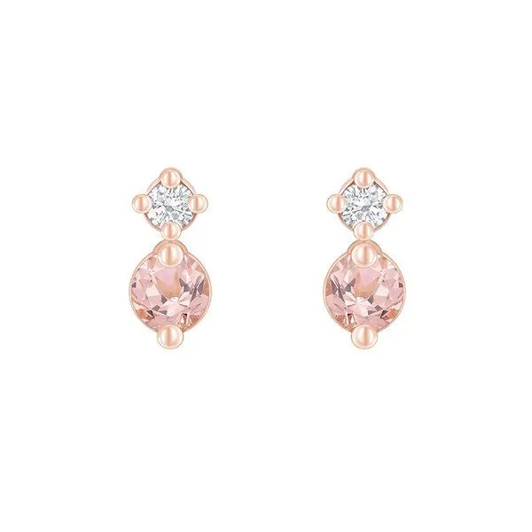 Eppi Eppi Minimalistische Ohrringe mit Morganiten und Diamanten Durante, Rosa, – Produktbild 1 von 4