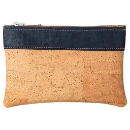 Kork-Deko Kork-Deko Kleine Kork-Tasche / kleine Clutch / Etui / großes Portemonnaie, beige blau – Produktbild 1 von 1