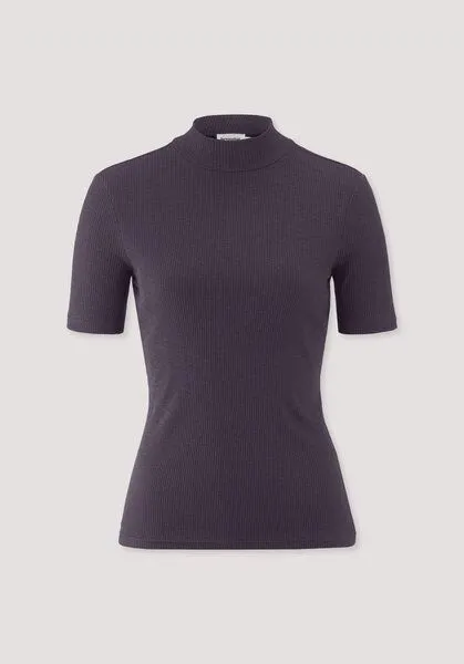hessnatur hessnatur Mock-Neck Shirt Slim aus Bio-Baumwolle, Dunkle traube, – Produktbild 4 von 4