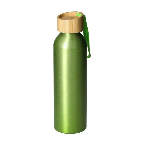 elasto elasto Aluminiumflasche "Bamboo" 0,6 l mit Bambusdeckel, Grün, – Produktbild 1 von 3