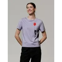 watapparel watapparel T-Shirt Frauen Mädchen mit Luftballon (print), Lavender, – Produktbild 1 von 1