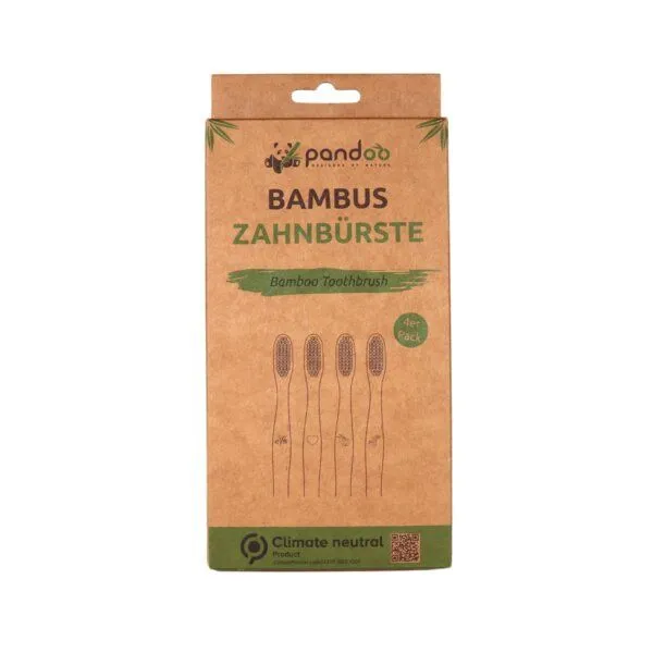 pandoo pandoo 4er Vorteilspackung - Bambus Zahnbürste - vegan & umweltfreundlich – Produktbild 1 von 3