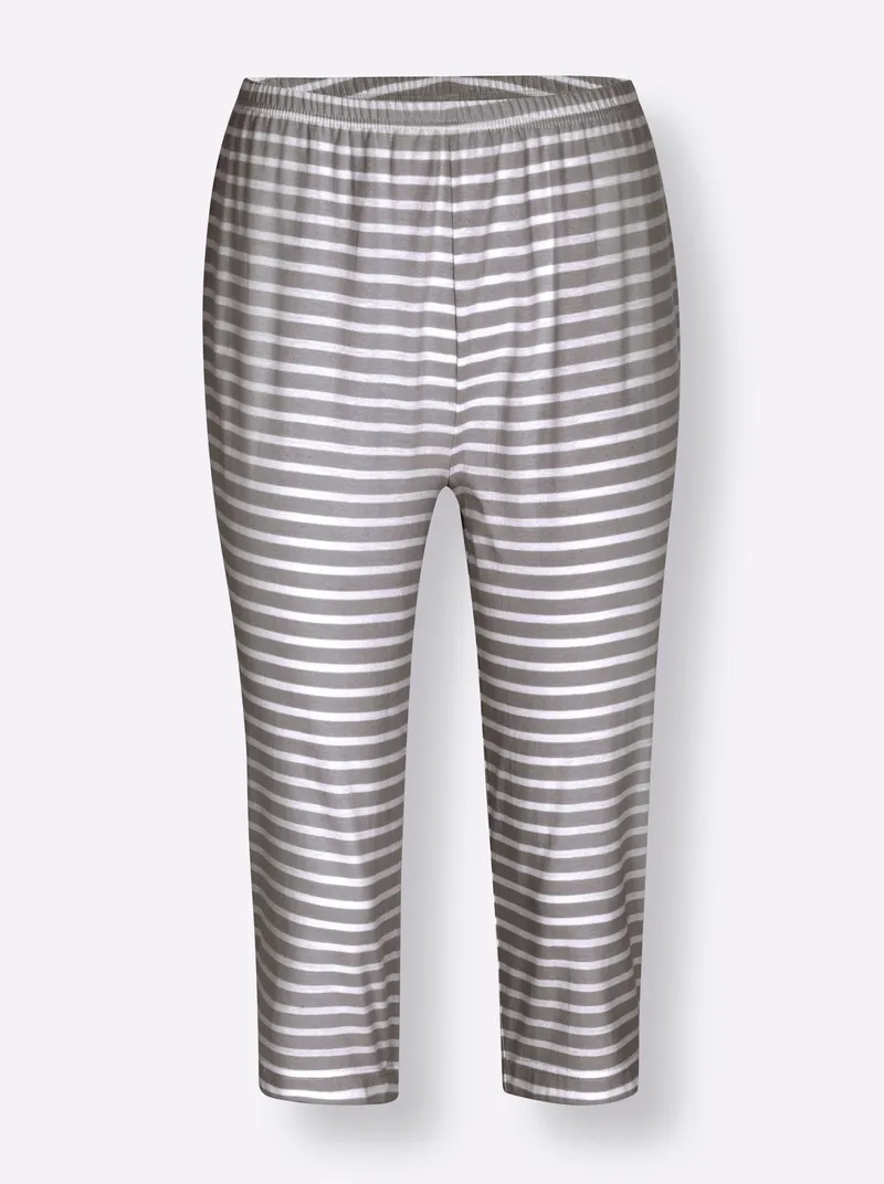 wäschepur Capri-Hose steingrau-weiß-geringelt, Steingrau-weiß-geringelt, – Produktbild 1 von 2