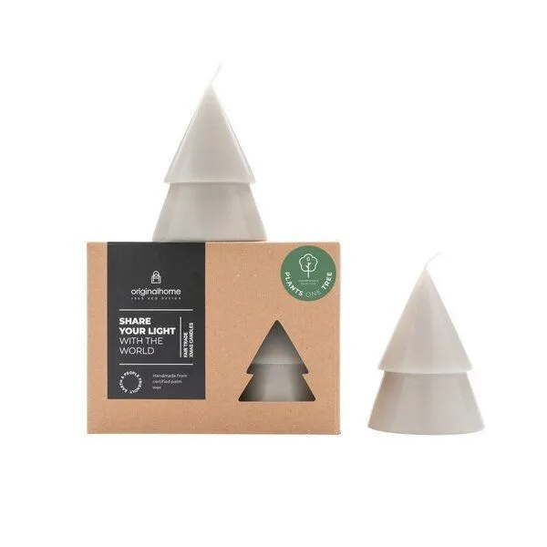 Originalhome Originalhome Natürliche Weihnachtskerze Tannenbaum aus Pflanzenwachs, M s/2, Grau, – Produktbild 1 von 1