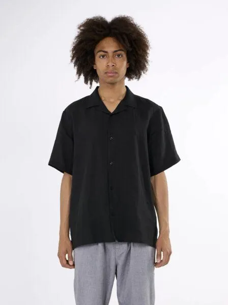 KnowledgeCotton Apparel KnowledgeCotton Apparel Box Fit Short Sleeved Linen Shirt, Black jet (schwarz), – Produktbild 2 von 4