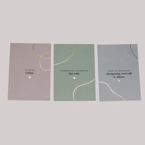 Fines Papeterie Fines Papeterie 3er Postkarten Set FRIENDS mit Sprüchen über Freundschaft * Naturpapier – Produktbild 3 von 4