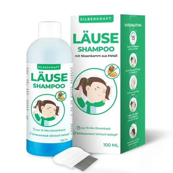 Silberkraft Silberkraft Läuseshampoo 100 ml mit Nissenkamm für Kinder ab 1 Jahr – Produktbild 1 von 4