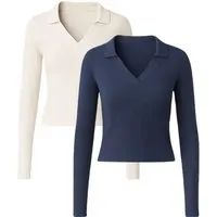 GORG GORG Damen vegan Multipack 2x Longsleeves Navy/Soft Beige, Beige, – Produktbild 1 von 1