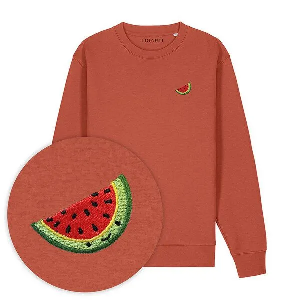 LIGARTI Bestickter Pullover – Wassermelone – LIGARTI Tiermanufaktur, Terracotta, – Produktbild 1 von 3
