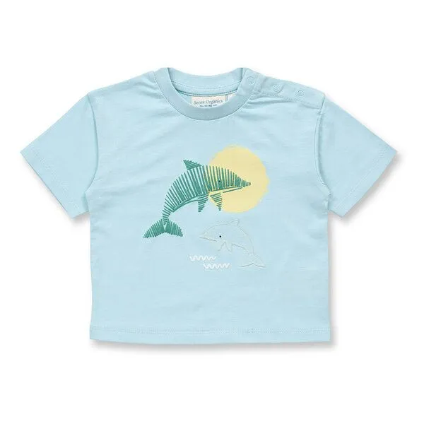 Sense Organics Sense Organics Baby T-Shirt, Modell ANTON, Delphin-druck auf hellblau, – Produktbild 1 von 3