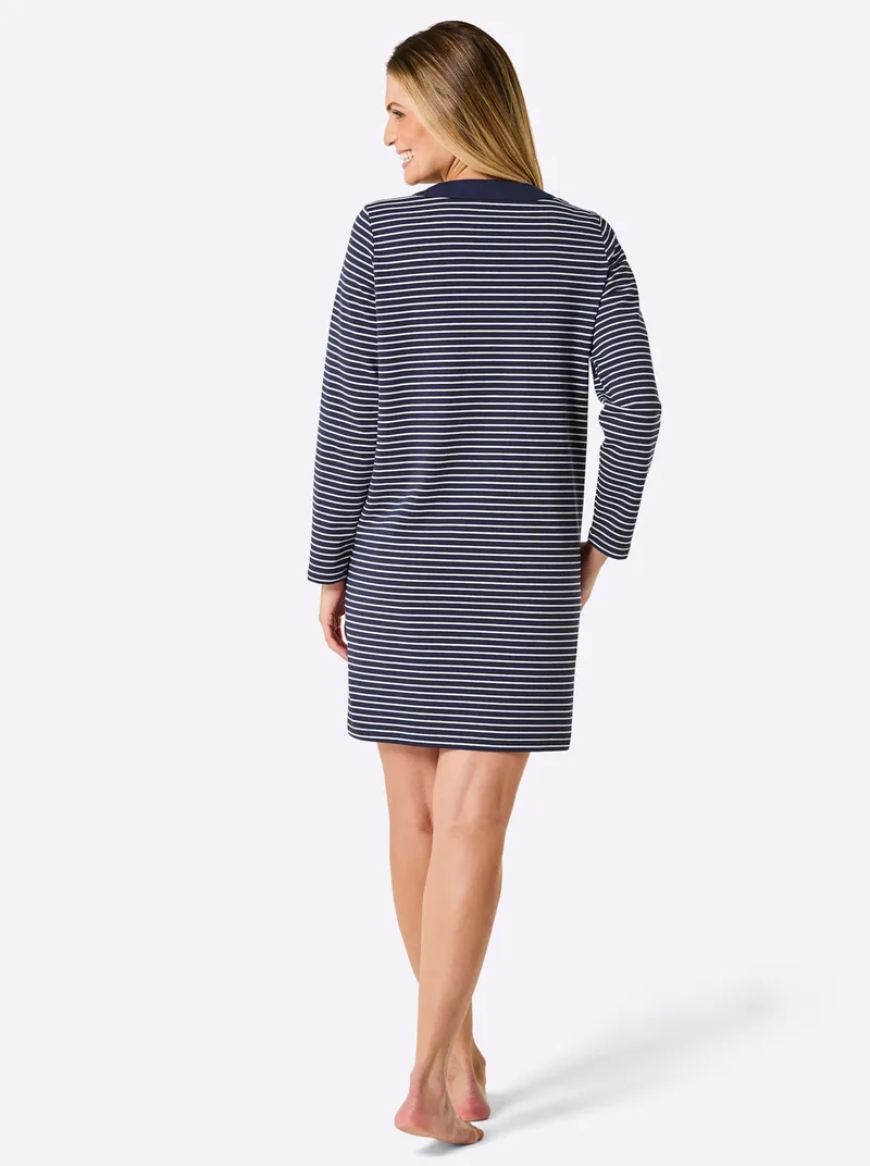 feel good Longjacke marine-weiß-geringelt, Marine-weiß-geringelt, – Produktbild 2 von 2