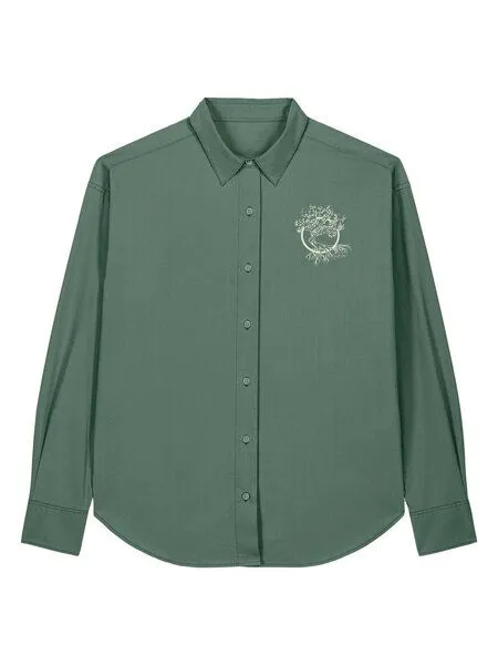 Life-Tree Life-Tree Hemd aus Biobaumwolle Fairwear für Herren "Olive" mit Brust-Logo in Green Bay, Grün, – Produktbild 5 von 5
