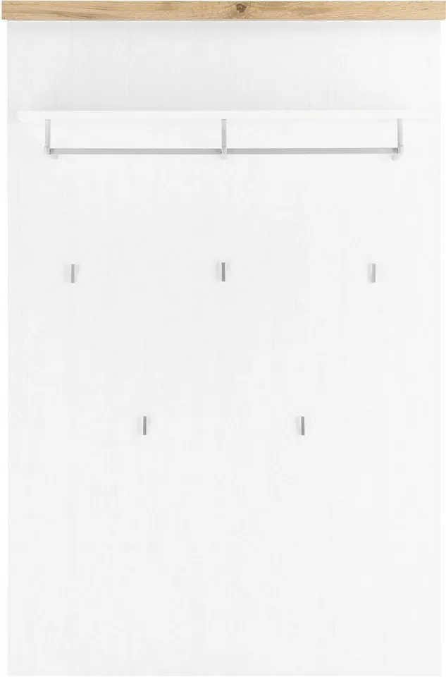 OTTO home Garderobenpaneel Westminster, Wandregal im Landhausstil Flurgarderobe Garderobe Paneel, mit Ablage, Haken & Kleiderstange aus Metall, in 2 Farben erhältlich, Weiß, – Produktbild 4 von 5