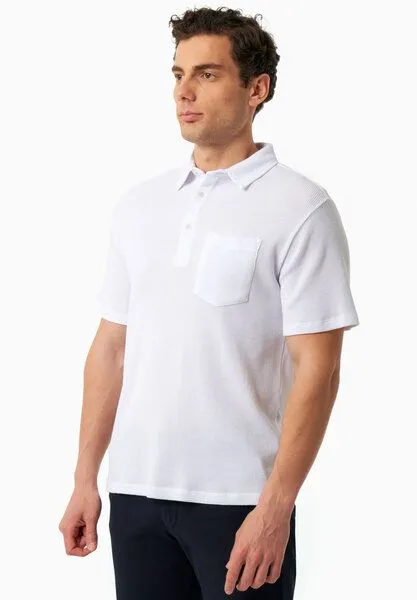 ORGANICATION ORGANICATION Poloshirt aus Bio-Baumwolle mit Waffelstruktur, White, – Produktbild 3 von 4