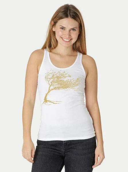 Peaces.bio - handbedruckte Biomode Peaces.bio - handbedruckte Biomode Bio-Damen-Tank Top Windy Tree, Weiß, – Produktbild 2 von 3