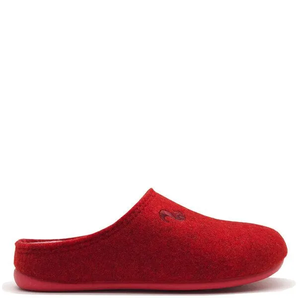thies Veganer Slipper "thies ® PET", fair, mit Wechselfussbett, Cherry (rot), – Produktbild 1 von 4