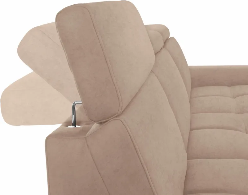 DOMO collection Ecksofa Ava mit moderner Sitzheftung & toller Doppelnaht, komfortabel, L-Form, mit Recamiere, inkl. Federkern, wahlweise mit Kopfteilverstellungen, Beige, – Produktbild 1 von 5