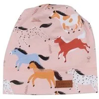 Walkiddy Babymütze GOTS zertifiziert – Bio-Baumwolle, Rosa mit Pferdemotiv, weich & elastisch, bequemer Sitz, alltagstauglich | Walkiddy – Produktbild 1 von 1