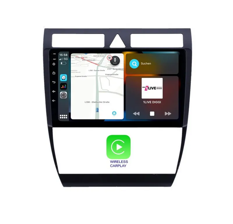 TAFFIO Für Audi A6 C5 4B 9" Touch Android Autoradio GPS CarPlay AndroidAuto Einbau-Navigationsgerät – Produktbild 3 von 3