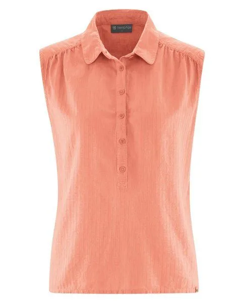 HempAge HempAge Hanf Bluse mit Polokragen, Peach (orange), – Produktbild 1 von 3