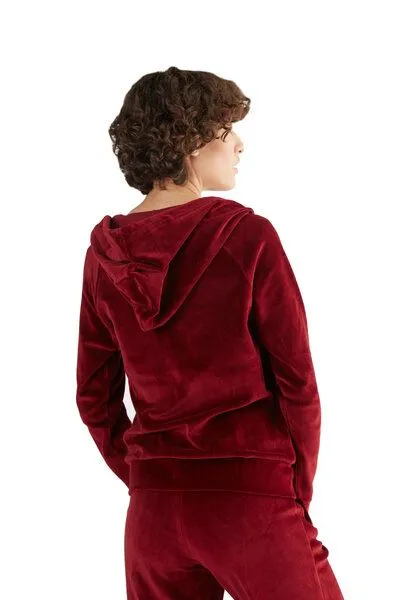 Leela Cotton Leela Cotton Damen Nicky Kapuzenjacke Bio-Baumwolle Jacke Hoodie1271, Bordeaux, – Produktbild 4 von 7