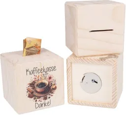 ReineNatur ReineNatur Spardose Würfel mit Metallschloss – Kaffeekasse - Fichte – Produktbild 1 von 1