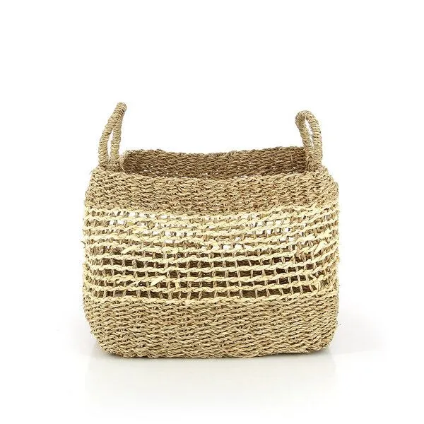 GLOBO Fair Trade GLOBO Fair Trade Seegraskorb SEN Palmblatt und Seegras, 20-40cm, quadratisch mit Griffen – Produktbild 3 von 4