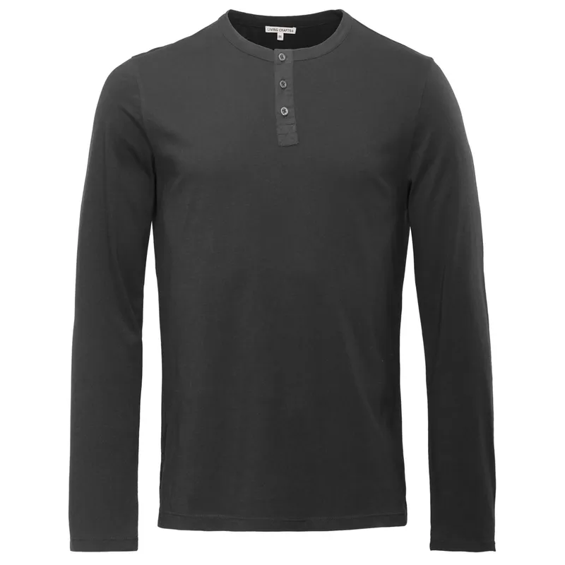 Living Crafts LIVING CRAFTS - Herren Henley Shirt - Schwarz (100% Bio-Baumwolle), Nachhaltige Mode, Bio Bekleidung, Schwarz, – Produktbild 1 von 2