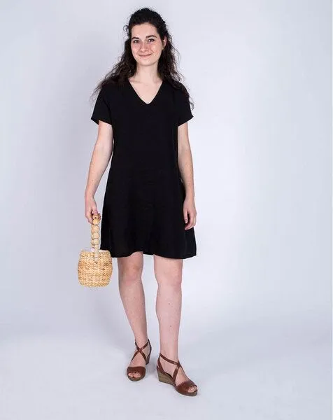 Aatise Aatise Shiftkleid kurzarm aus 100% Leinen Zelda, Schwarz, – Produktbild 4 von 4