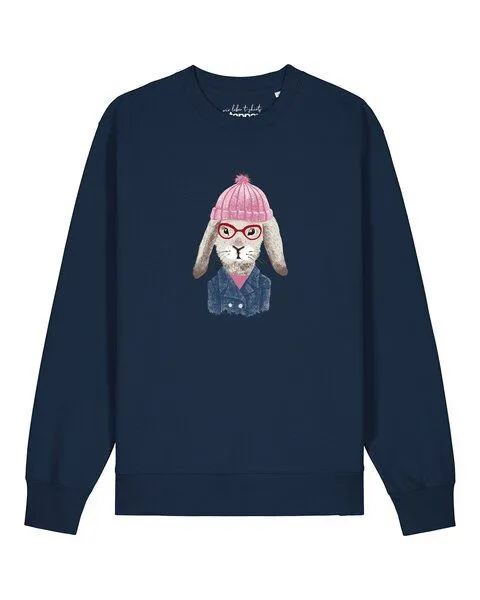 watapparel watapparel Sweatshirt Unisex Hase, French navy, – Produktbild 1 von 2
