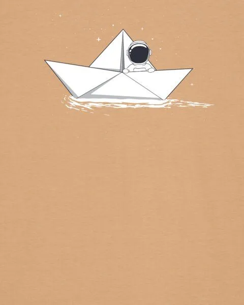 watapparel watapparel T-Shirt Astronaut in paper boat, Latte, – Produktbild 3 von 3