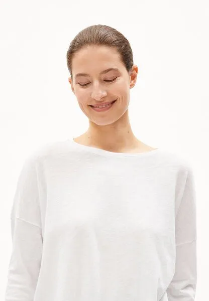 ARMEDANGELS ARMEDANGELS ZORAA LI HEAVY FLAMÈ - Damen Longsleeve Loose Fit aus Bio-Baumwolle, White, – Produktbild 3 von 4