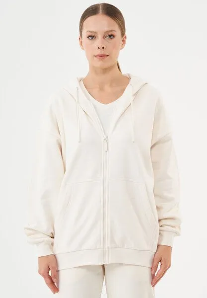 ORGANICATION ORGANICATION ESSENTIALS-JALE- Soft Touch Sweatjacke aus Bio-Baumwolle, Off white, – Produktbild 1 von 4