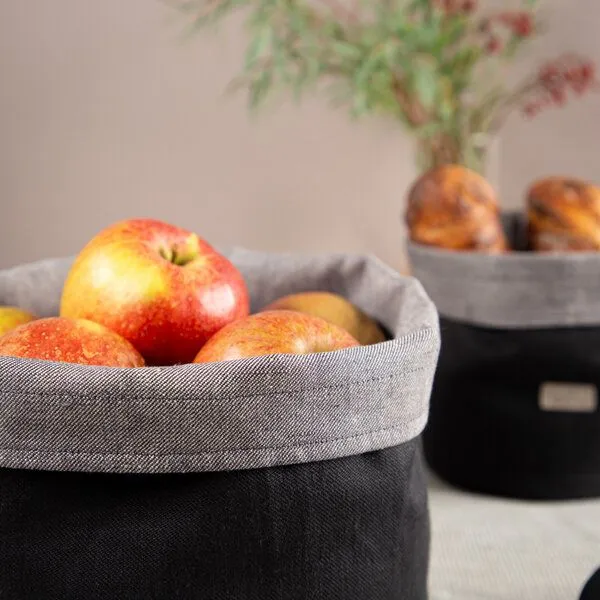 nahtur-design nahtur-design Brotkorb, Obstkorb oder Utensilo aus Bioleinen, Dunkelblau, – Produktbild 3 von 4