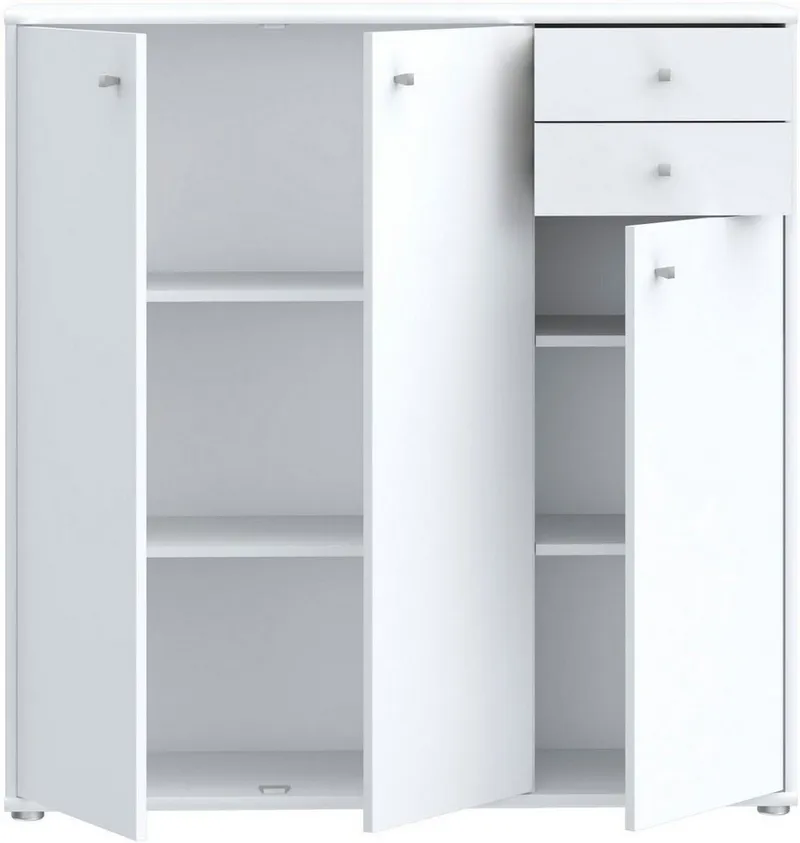 FORTE Kommode Tempra, Kommode, 3 Türen, 2 Schubkästen, viel Stauraum, Breite 108,8 cm, Weiß, – Produktbild 5 von 5