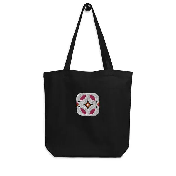 PepMelon Vögel bestickte Shopper-Tasche aus Bio-Baumwolle, Schwarz, – Produktbild 1 von 4