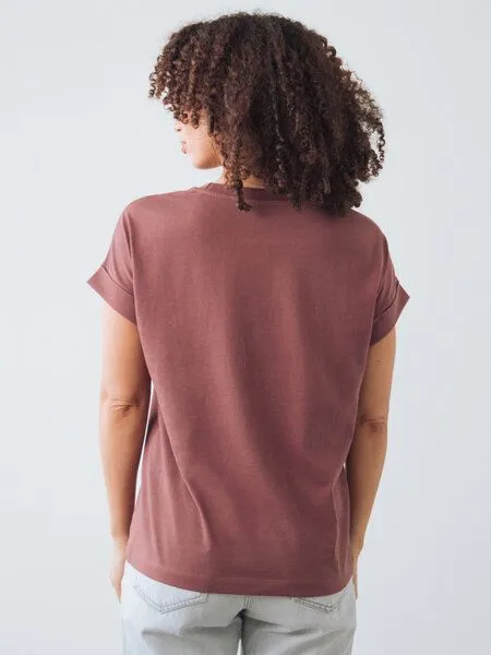 Honest Basics Honest Basics Damen Flügelärmeln T-Shirt aus Bio- und recycelter Baumwolle, Ziegelrot, – Produktbild 4 von 4