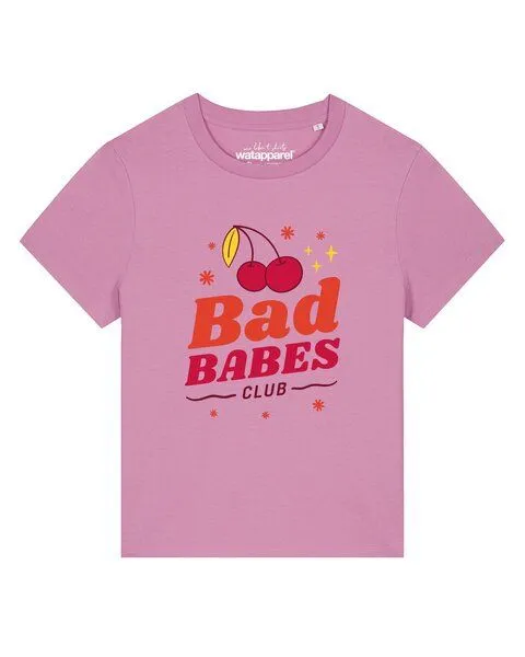 watapparel watapparel T-Shirt Frauen Bad babes club, Bubble pink, – Produktbild 1 von 2