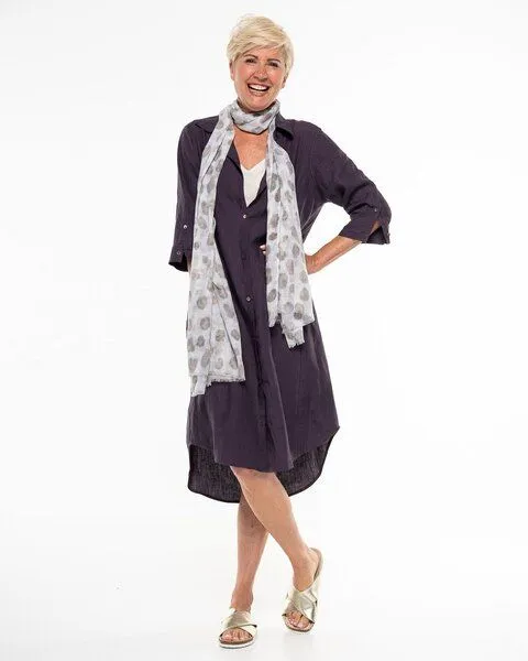 Alma & Lovis Alma & Lovis Legeres Blusenkleid aus reinem Leinen | Leinen Kleid, Blackberry (dunkellila), – Produktbild 1 von 4