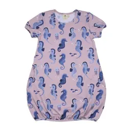 Walkiddy Baby Kleid GOTS zertifiziert – Bio-Baumwolle, Rosa mit Seepferdchenmotiv, Kurzarm, weich & bequem, alltagstauglich | Walkiddy – Produktbild 1 von 1