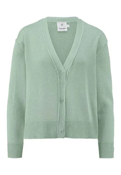 hessnatur hessnatur Strick Jacke Relaxed aus reiner Bio-Baumwolle mit edlem Leinen, Jadegrün, – Produktbild 3 von 4
