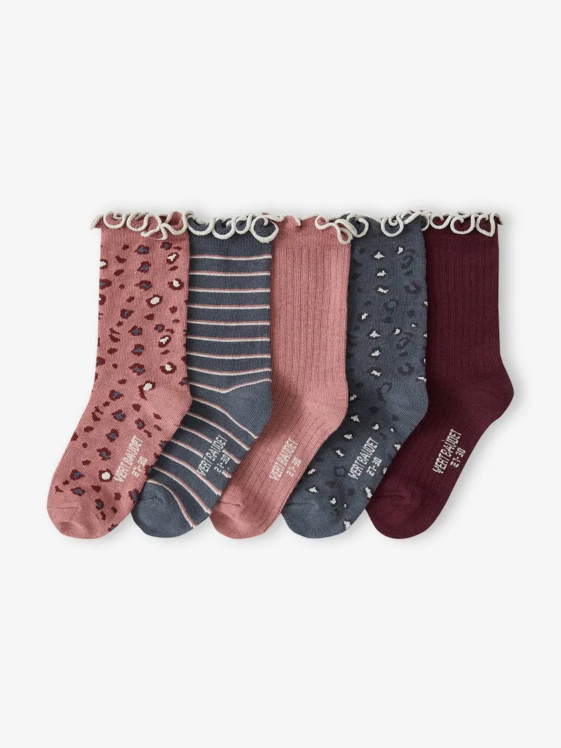 Vertbaudet 5er-Pack Socken LEOPARD, Anthrazit, – Produktbild 1 von 2