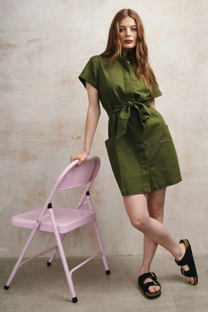 KOMODO KOMODO Damen vegan Kleid Rafiki Blend Khaki, Olivgrün, – Produktbild 2 von 2