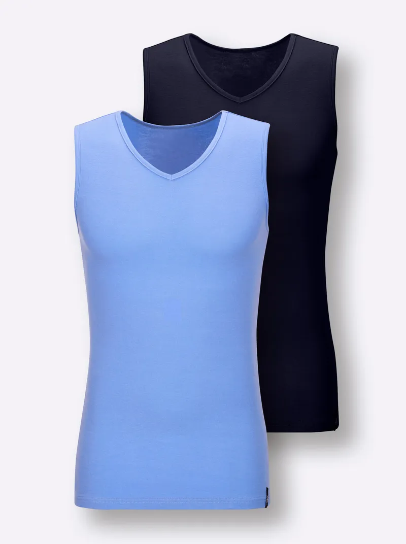 wäschepur men Unterhemd, Marine + himmelblau, – Produktbild 3 von 3